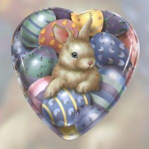 Vintage Ullman Co Heart‎ Shaped Easter Plastic Containers Candy Holders